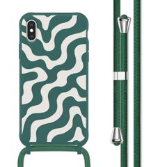 imoshion Siliconen design hoesje met koord Apple iPhone X / Xs - Petrol Green Groovy