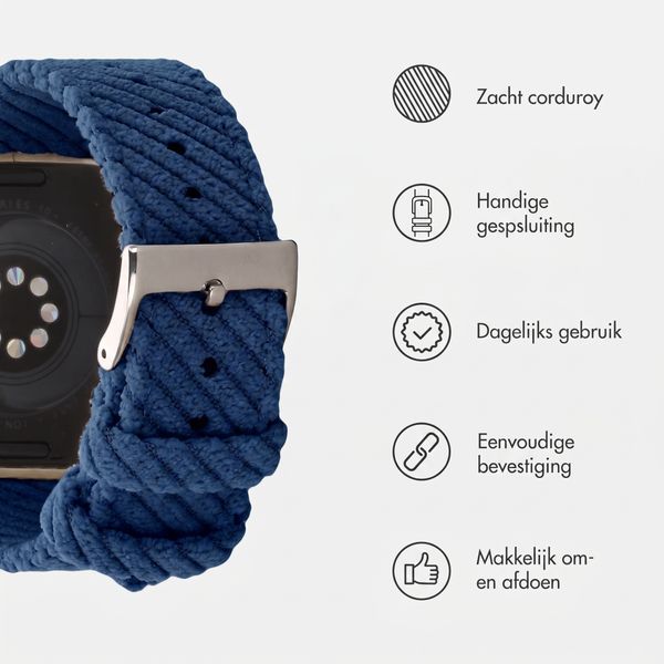 imoshion Corduroy bandje Apple Watch | 44/45/46/49 mm - Donkerblauw