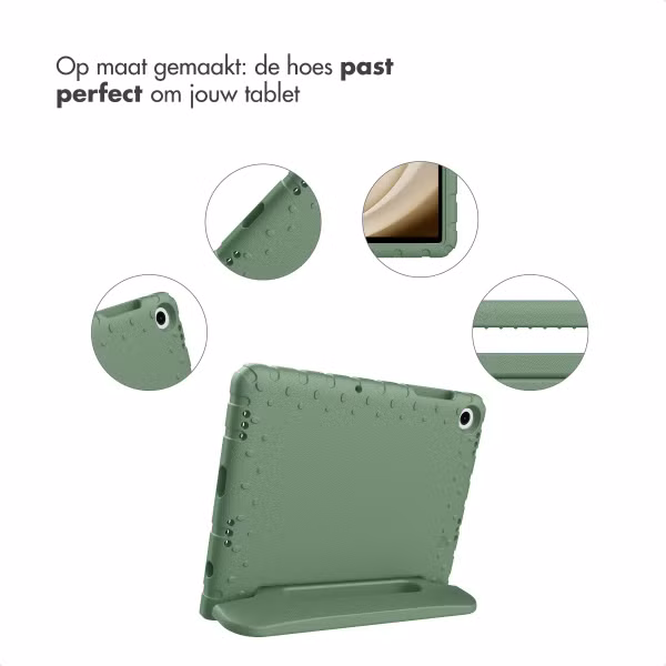 imoshion Kidspakket | Kidsproof backcover voor de Samsung Galaxy Tab A11 Plus / A9 Plus + Kinderkoptelefoon met draad + Reistafel - Groen