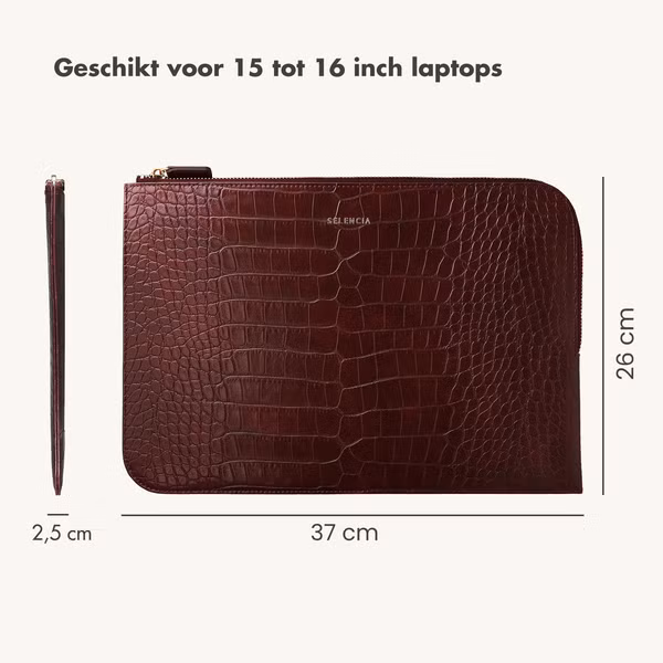 Selencia Croco Laptophoes 15-16 inch - Laptopsleeve - Burgundy