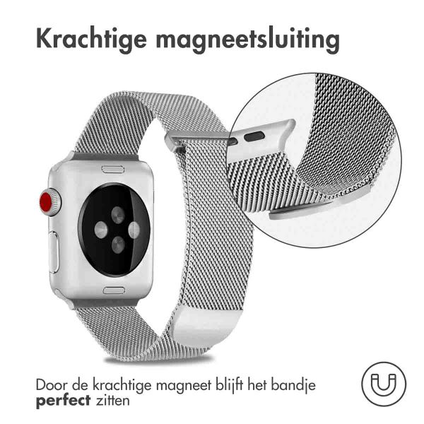 imoshion Milanees magnetisch bandje Apple Watch Series 1 t/m 9 / SE (38/40/41 mm) | Series 10 (42 mm) - Maat M - Zilver