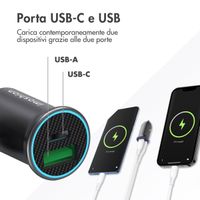 imoshion Mini autolader - 2 poorten - USB-A Quick Charge - USB-C Power Delivery - 60 Watt - Zwart - Apple iPhone 15