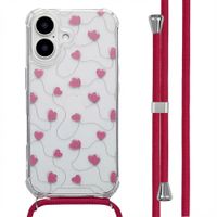 imoshion Design hoesje met koord Apple iPhone 16 - Dusty Rose Connected Hearts