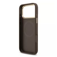 Guess Classic Strass Logo Leather Backcover met MagSafe Apple iPhone 17 Pro Max - Bruin