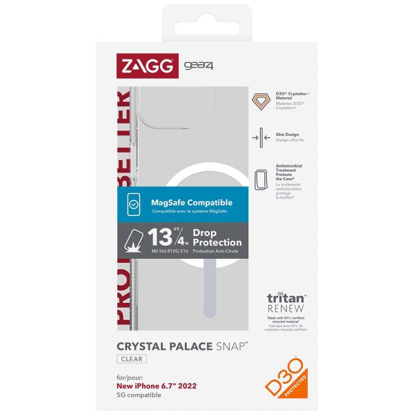 ZAGG Crystal Palace Snap Backcover MagSafe Backcover iPhone 14 Plus - Transparant