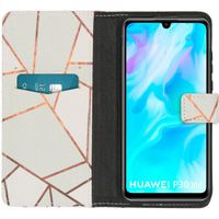 imoshion Design Softcase Bookcase Huawei P30 Lite - White Graphic