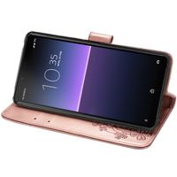 Klavertje Bloemen Bookcase Sony Xperia 10 II - Rosé Goud