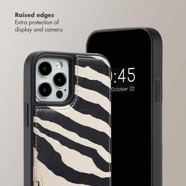 Selencia Nova Phone Case with Cord and Card Holder Apple iPhone 12 (Pro) - Zazzy Zebra