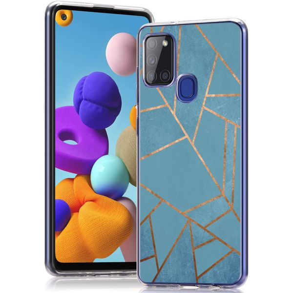 imoshion Design hoesje Samsung Galaxy A21s - Grafisch Koper / Blauw