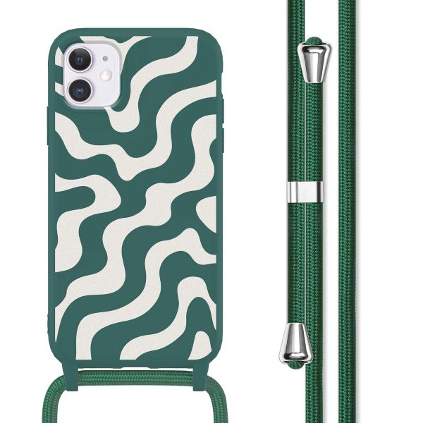 imoshion Siliconen design hoesje met koord iPhone 11 - Petrol Green Groovy