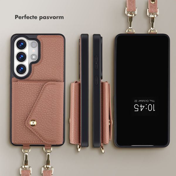 Selencia Sera Telefoonhoes met Koord en Envelop Pashouder Samsung Galaxy S26 Ultra - Old Pink