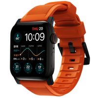 Nomad Rugged band FKM Apple Watch Series 1 t/m 10 / SE / Ultra (2) (44/45/46/49 mm) - Zwart/Oranje