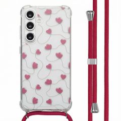 imoshion Design hoesje met koord Samsung Galaxy S24 FE - Dusty Rose Connected Hearts