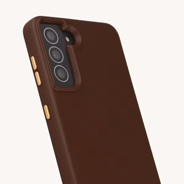 Selencia Rivièra MagSafe Backcover met afneembare haakjes Samsung Galaxy S21 - Choco Brown