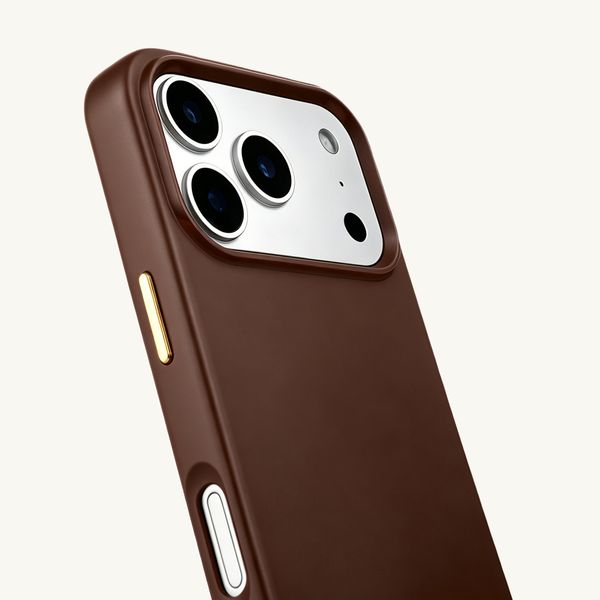 Selencia Rivièra MagSafe Backcover met afneembare haakjes Apple iPhone 17 Pro - Choco Brown