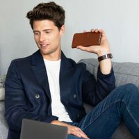 Selencia Echt Leren Bookcase Samsung Galaxy A42 - Lichtbruin