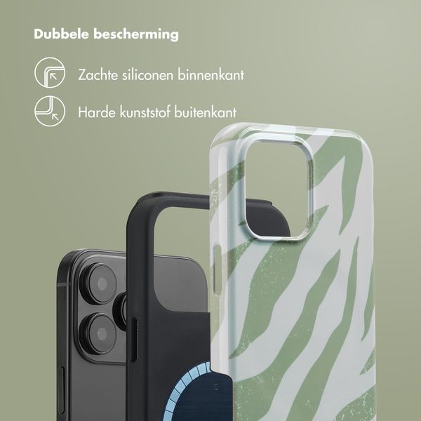 Selencia Vivid Backcover met MagSafe Apple iPhone 16 Pro Max - Colorful Zebra Sage Green