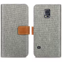 imoshion Luxe Canvas Bookcase Samsung Galaxy S5 (Plus) / Neo - Grijs