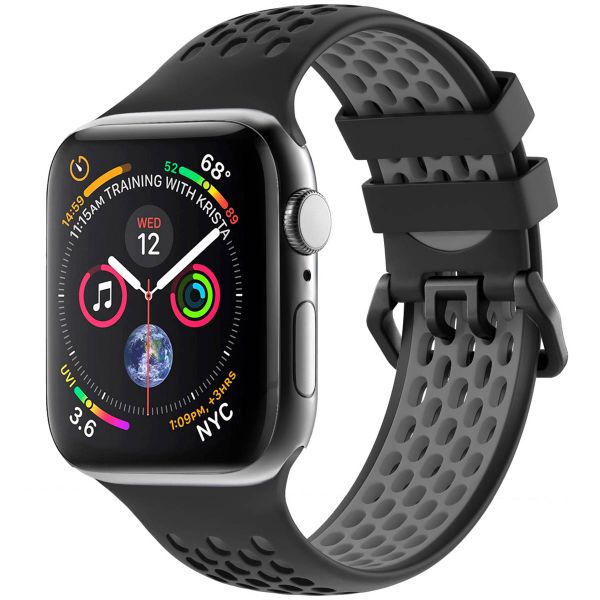 imoshion Siliconen sport bandje gesp Apple Watch Series 1 t/m 9 / SE (38/40/41 mm) | Series 10 (42 mm) - Zwart / Grijs