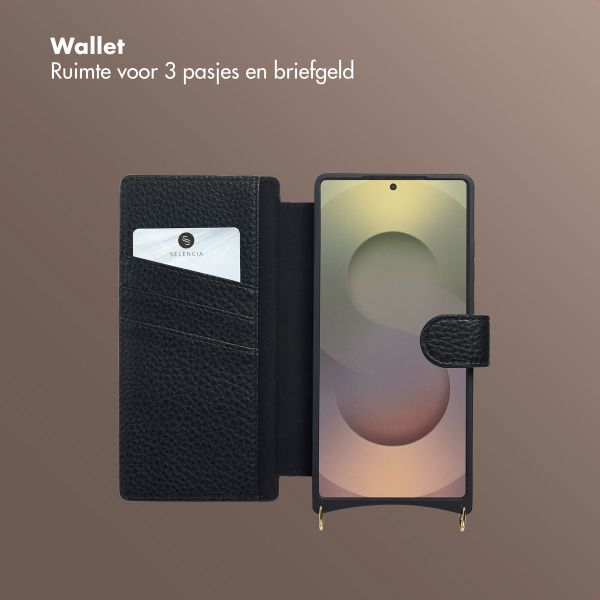 Selencia Riva Bookcase met MagSafe en Koord Samsung Galaxy S25 Ultra - Zwart