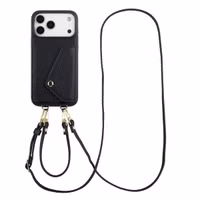 Selencia Sera Telefoonhoes met Koord en Envelop Pashouder Apple iPhone 17 Pro Max - Zwart