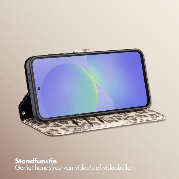 Selencia Sabi Bookcase met Panterprint Samsung Galaxy A36 / A56 - Soft Ivory