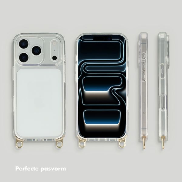 Selencia Transparent Case with Hooks + Lova Wrist Strap Apple iPhone 17 Pro - Beige