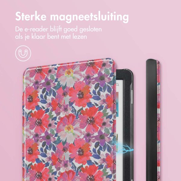 imoshion Design Slim Hard Case Bookcase Kobo Clara Colour / BW - Flower Watercolor