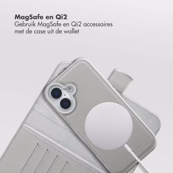 Selencia Olyn Uitneembare Bookcase met MagSafe Apple iPhone 16 - Grijs