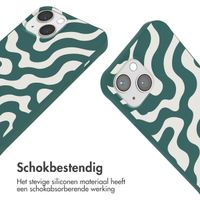 imoshion Siliconen design hoesje met koord iPhone 13 - Petrol Green Groovy