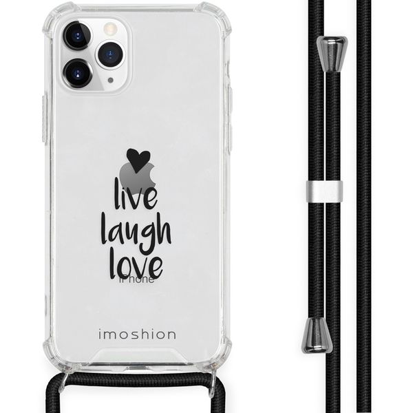 imoshion Design hoesje met koord iPhone 11 Pro - Live Laugh Love - Zwart