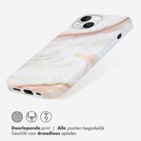 Selencia Aurora Fashion Backcover iPhone 15 - Duurzaam hoesje - 100% gerecycled - Wit Marmer