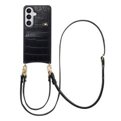 Selencia Nova Croco Phone Case with Cord and Card Holder Samsung Galaxy S26 - Black
