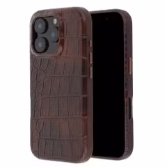 Selencia Croco Backcover met MagSafe Apple iPhone 16 Pro - Choco Brown