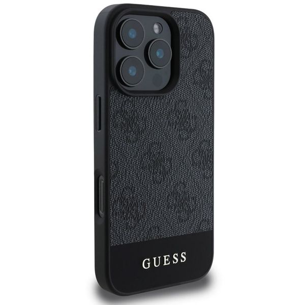 Guess Bottom Stripe 4G Backcover iPhone 16 Pro Max - Grijs