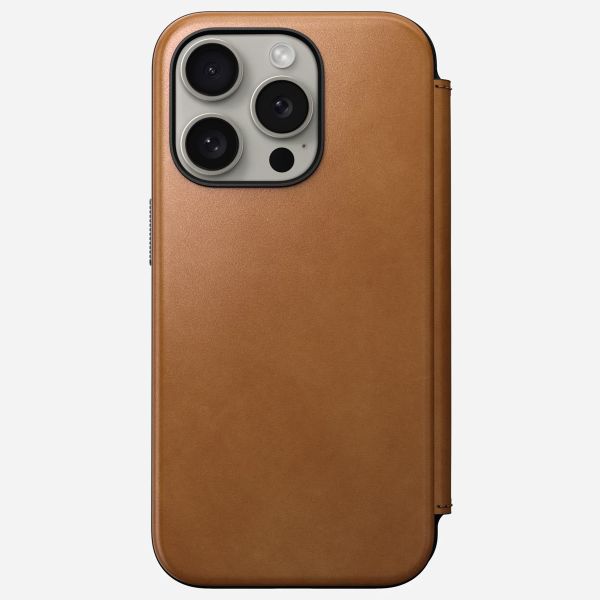 Nomad Modern Leather Folio Bookcase iPhone 15 Pro - English Tan