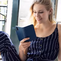 Selencia Echt Leren Bookcase Samsung Galaxy A50 / A30s - Blauw