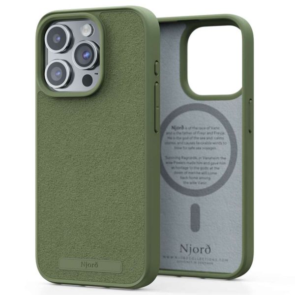 Njorð Collections Suède Comfort+ Case MagSafe iPhone 15 Pro - Olive