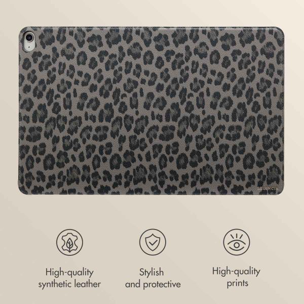Selencia Sabi Bookcase with Leopard Print Apple iPad Air 11 inch (2026) M4 / (2025) M3 / (2024) M2 / Air 5 (2022) / Air 4 (2020) - Midnight Black