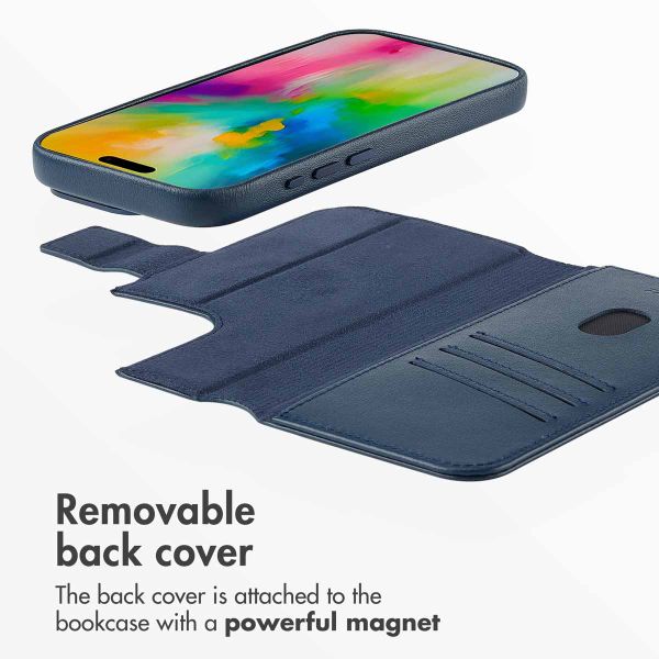 Accezz 2-in-1 Leather Bookcase with MagSafe Apple iPhone 16 Pro - Nightfall Blue