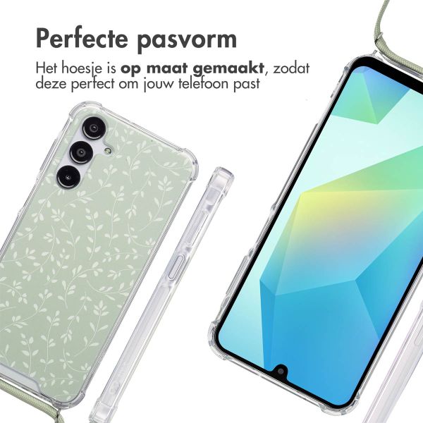 imoshion Design hoesje met koord Samsung Galaxy A16 - Smoke Green Flowers