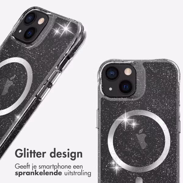 imoshion Clear Glitter Backcover met MagSafe Apple iPhone 13 - Zilver