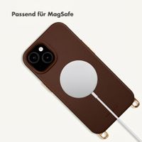 Selencia Rivièra MagSafe Back Cover with detachable hooks Apple iPhone 15 - Choco Brown