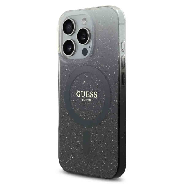 Guess MagSafe IML Glitter Gradient Case Apple iPhone 16 Pro Max - Zwart