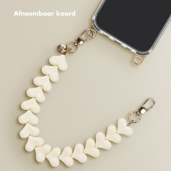 Selencia Transparent Case with Hooks + Lova Wrist Strap Apple iPhone 16 - Beige