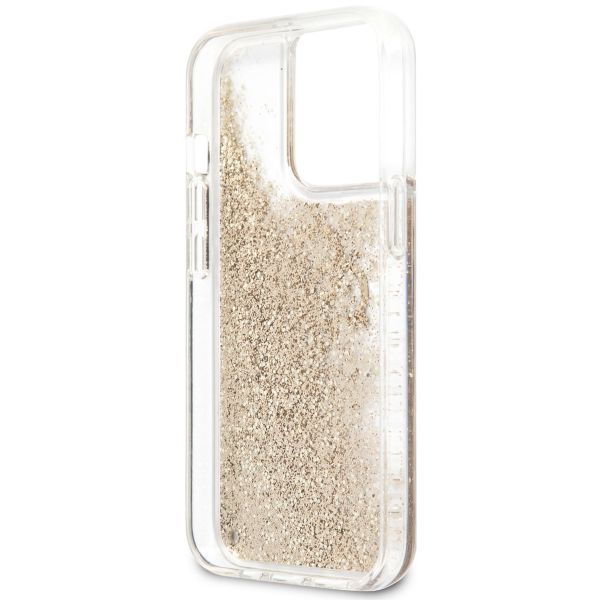 Guess 4G Logo Liquid Glitter Backcover iPhone 13 Pro - Gold