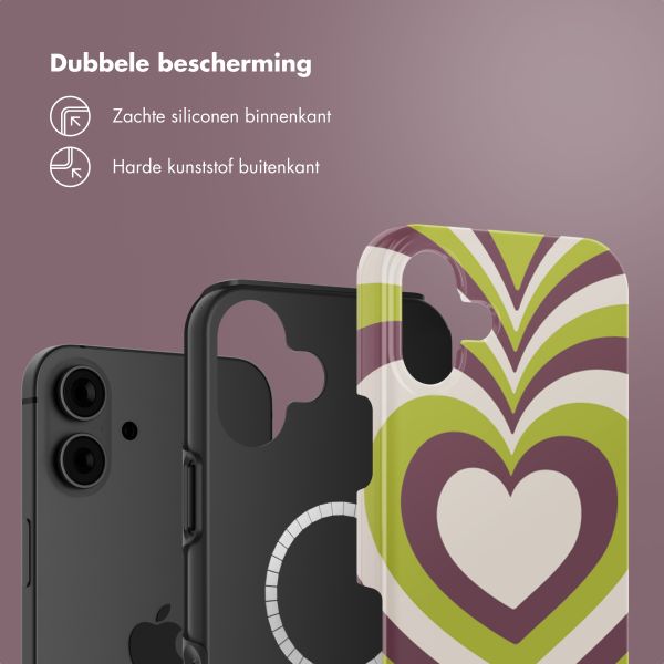 Selencia Vivid Tough Backcover met MagSafe iPhone 16 - Double Hearts Plum Fern