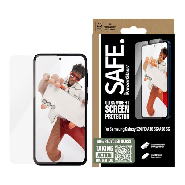 SAFE by PanzerGlass Ultra-Wide Fit Screenprotector Samsung Galaxy S24 FE / A36 / A56