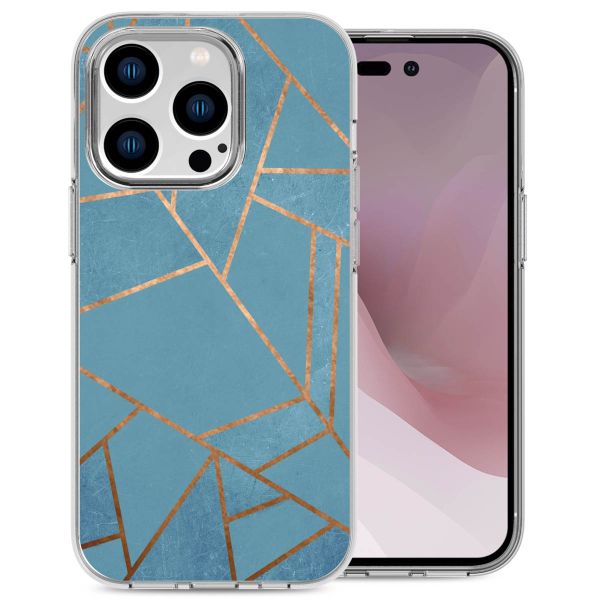 imoshion Design hoesje iPhone 14 Pro - Grafisch Koper / Blauw