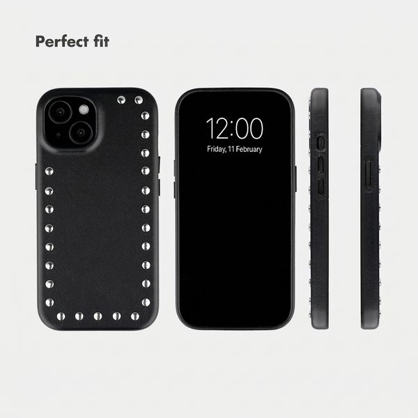 Selencia Studs Back Cover with MagSafe Apple iPhone 15 - Velvet Black